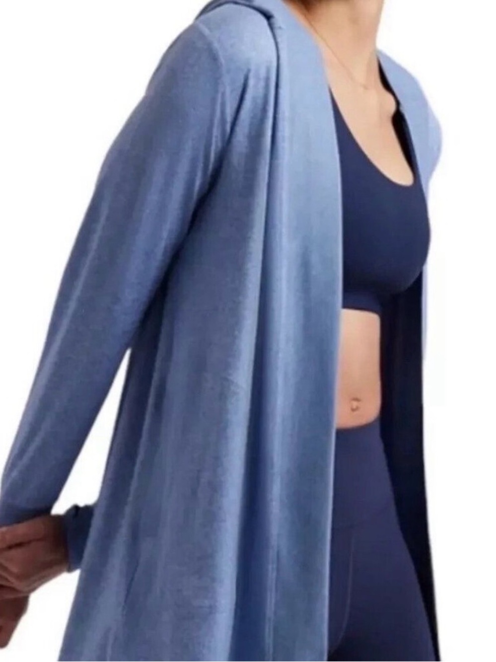 Athleta Light Blue Open-Front Drape Cardigan